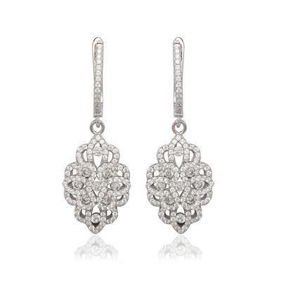 Sterling Silver Micro Pave Dangle Earrings