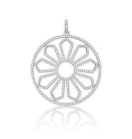 CLAK-6639H SS LG OPEN CIRCLE FLOWER MICRO PAVE PD/CH
