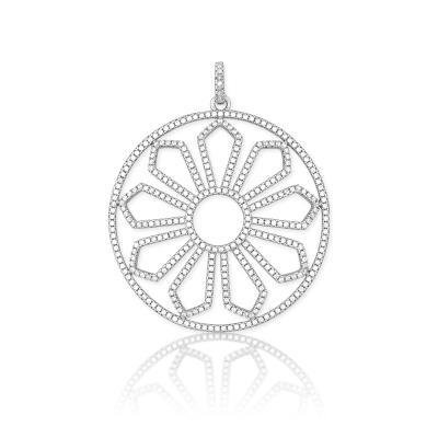CLAK-6639H SS LG OPEN CIRCLE FLOWER MICRO PAVE PD/CH