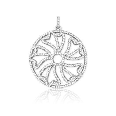 Sterling Silver Micro Pave Flower Pendant Set