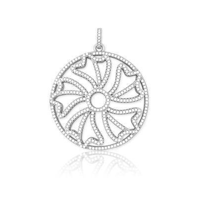 Sterling Silver Micro Pave Flower Pendant Set