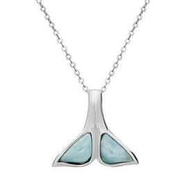 Sterling & Larimar Whale Tale Pendant Set