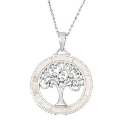 Sterling & Mother of Pearl Tree Pendant Set