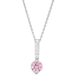 Sterling Silver & Pink CZ Cascading Pendant Set