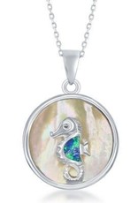 Sterling Silver Mother of Pearl Seahorse Pendant SetSterling Silver Mother of Pearl Seahorse Pendant Set