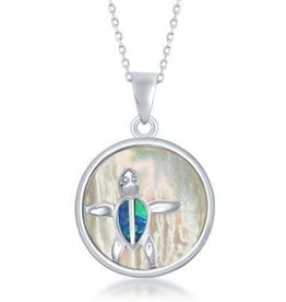 Sterling & Mother of Pearl Turtle Pendant Set