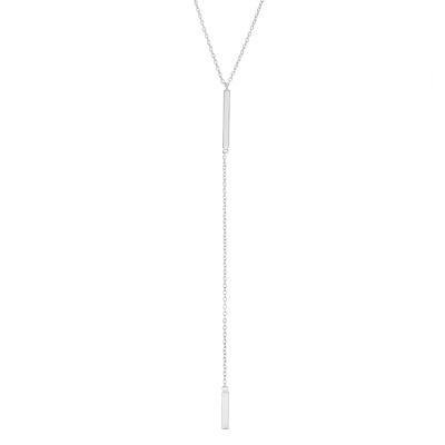 CLAL-3791H SS 18"  Y DESIGN DOUBLE BAR NECKLACE