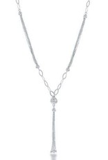CLAL-3817H SS 18"MULTI STRAND CHAIN & BEAD NECKLACE