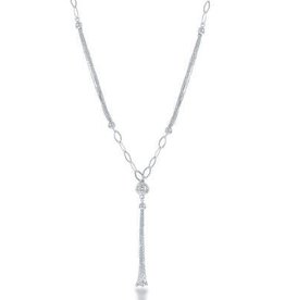 CLAL-3817H SS 18"MULTI STRAND CHAIN & BEAD NECKLACE
