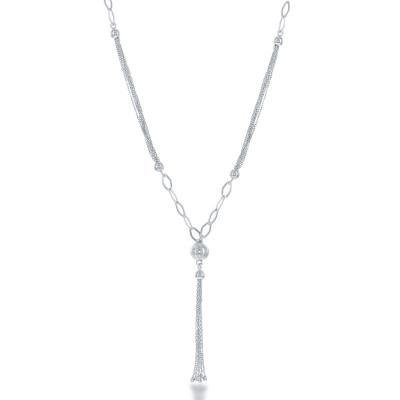 CLAL-3817H SS 18"MULTI STRAND CHAIN & BEAD NECKLACE