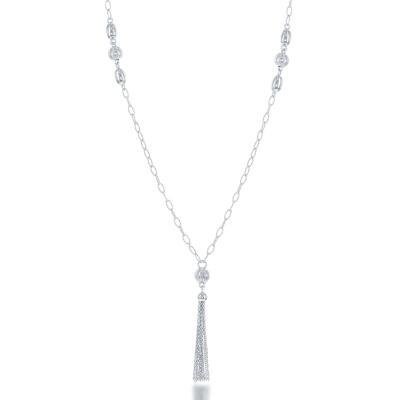 CLAL-3819H SS 18" D/C CHAIN & BEAD NECKLACE