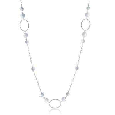 CLAL-3867H  36" OVAL & SHINY DISC NECKLACE