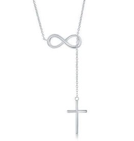 CLAL-3881H SS 16"+2" CENTER INFINITY CROSS NECKLACE