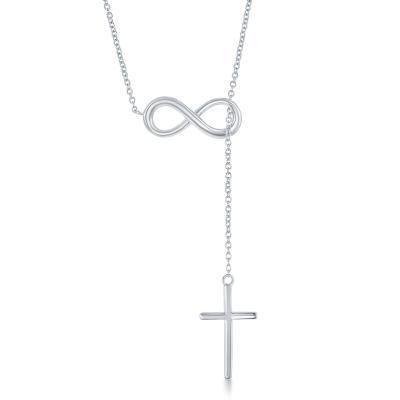CLAL-3881H SS 16"+2" CENTER INFINITY CROSS NECKLACE