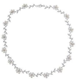 CLAM-3215H SS PEARL & CZ 17" NECKLACE