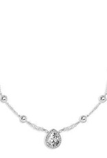 CLAM-4190H SS 16"+2" CZ BY THE YD/LG TEARDROP NECK