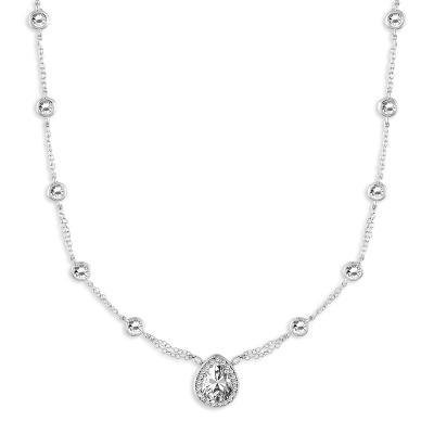 CLAM-4190H SS 16"+2" CZ BY THE YD/LG TEARDROP NECK