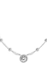 CLAM-4191H SS 16"+2" CZ BY THE YD W/RD CZ NECK