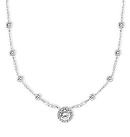 CLAM-4191H SS 16"+2" CZ BY THE YD W/RD CZ NECK
