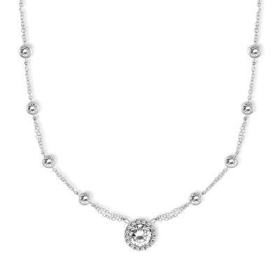 CLAM-4191H SS 16"+2" CZ BY THE YD W/RD CZ NECK