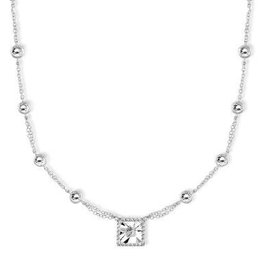 CLAM-4192H SS, 16"+2" CZ BY THE YD W/SQUARE CZ NECK