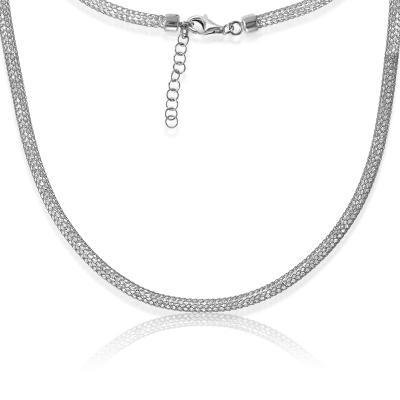 CLAM-4312H SS 17"+1" CRYSTAL FILLDE MESH NECK