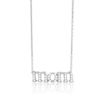 CLAM-4364H SS 16"+2" CZ MOM NECKLACE