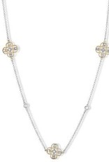 CLAM-4452H  SS 36" GP W/CZ FLOWERS NECKLACE