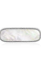 CLAM-5019H SS 16"+2" OVAL MOP BAR NECKLACE