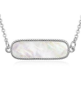 CLAM-5019H SS 16"+2" OVAL MOP BAR NECKLACE