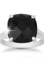 CLAW-9935-6H SS LG SQUARE ONYX RING SZ 6