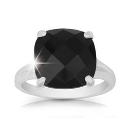 CLAW-9935-6H SS LG SQUARE ONYX RING SZ 6