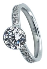 B. Tiff Stainless Steel Eternity Solitaire  - Size 7