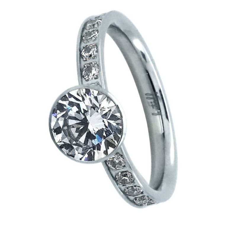 B. Tiff Stainless Steel Eternity Solitaire  - Size 7