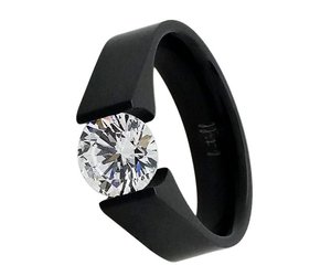 B Tiff New York B Tiff Stainless Black Ring Triangle Stone Sz 6 Golden Karat Jewelers