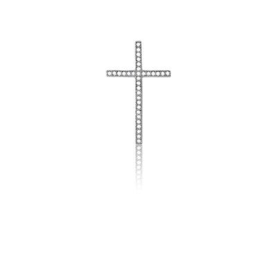 CLAK-5773H SS PAVE CZ CROSS W/CHAIN PEND