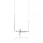 CLAM-4280H SS CZ SIDEWAYS CROSS NECK