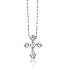 CLAM-4181H SS CZ CROSS W/CHAIN PEND