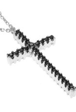 CLAM-4447H SS BLK/WH CZ  REV CROSS W/CH