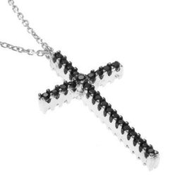 CLAM-4447H SS BLK/WH CZ  REV CROSS W/CH
