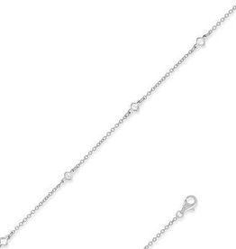 CLAR-9057-9H SS ANKLET W/5 CZS 9"+1"