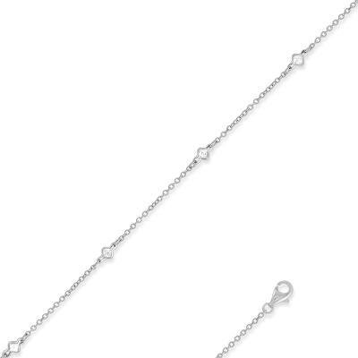 CLAR-9057-9H SS ANKLET W/5 CZS 9"+1"