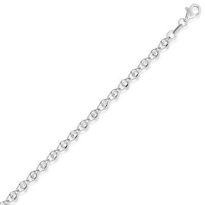 CLAR-9099H SS D/C BEAD ANKLET 9"+1"