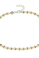 CLAR-9100H SS D/C G/P BEAD ANKLET 9"+1"