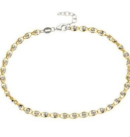 CLAR-9100H SS D/C G/P BEAD ANKLET 9"+1"