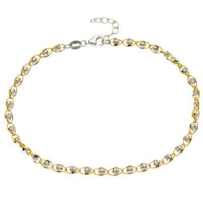 CLAR-9100H SS D/C G/P BEAD ANKLET 9"+1"