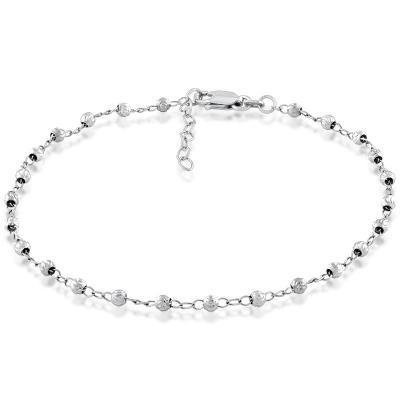 CLAR-9102H SS D/C BEAD ANKLET 9"+1"