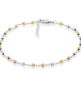 CLAR-9103H SS/TRI COLOR D/C ANKLET 9"+1"