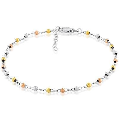 CLAR-9103H SS/TRI COLOR D/C ANKLET 9"+1"