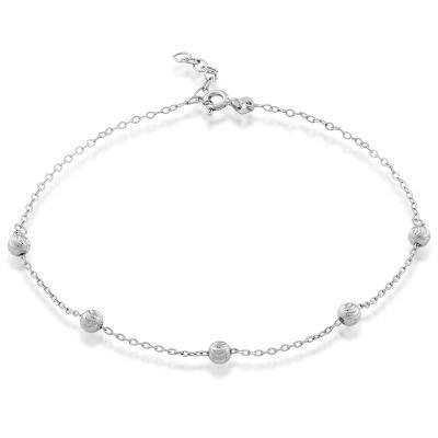CLAR-9107H SS D/C BEADS ANKLET 9"+1"